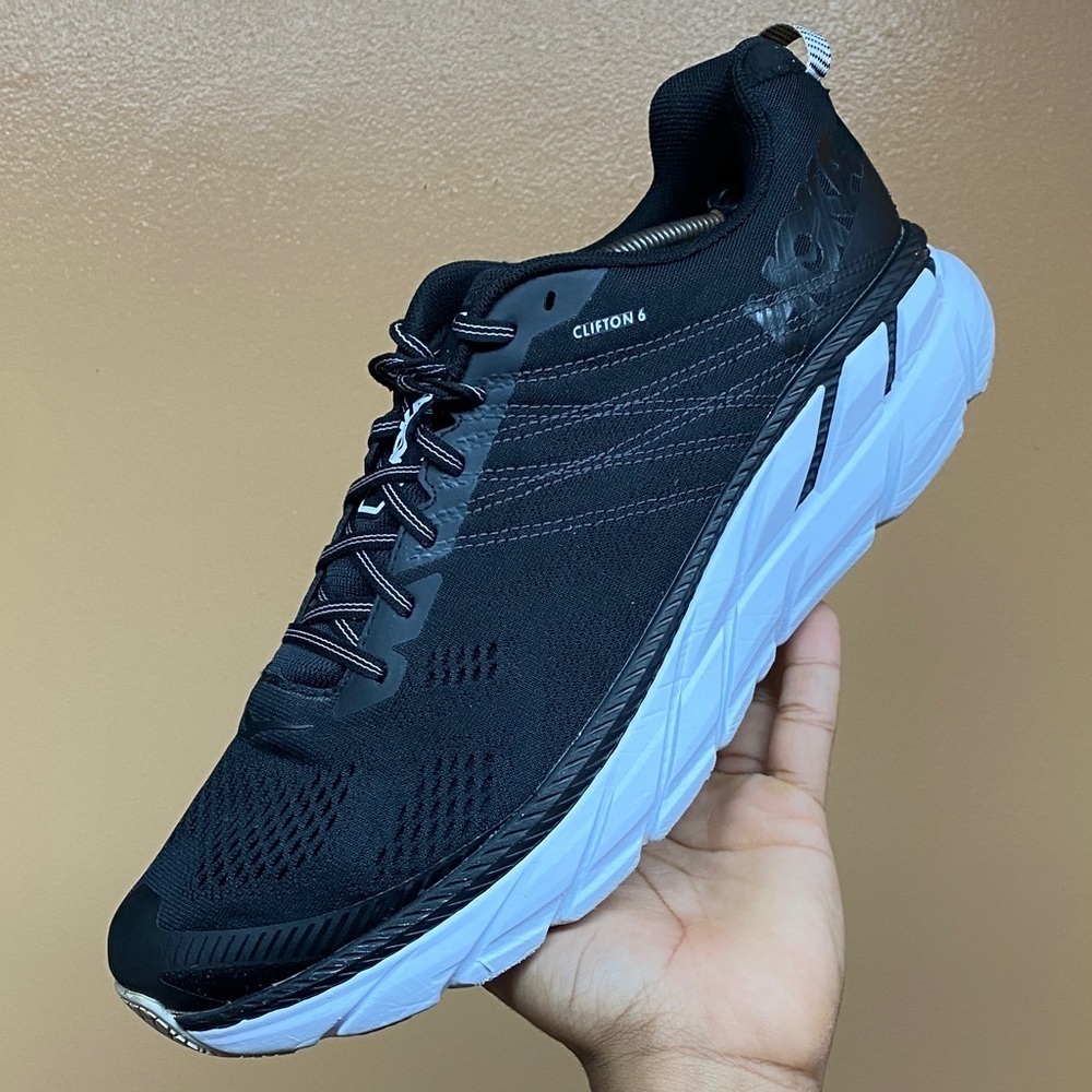 Hoka One One Clifton 6 Men’s Running Sneakers Black And White Size 14 - Picture 10 of 16